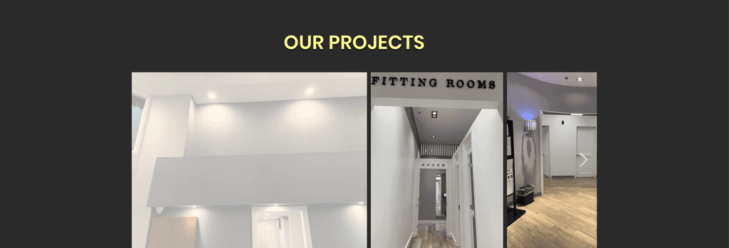 The old A&A Renovations Wix site: a projects carousel on a flat dark background