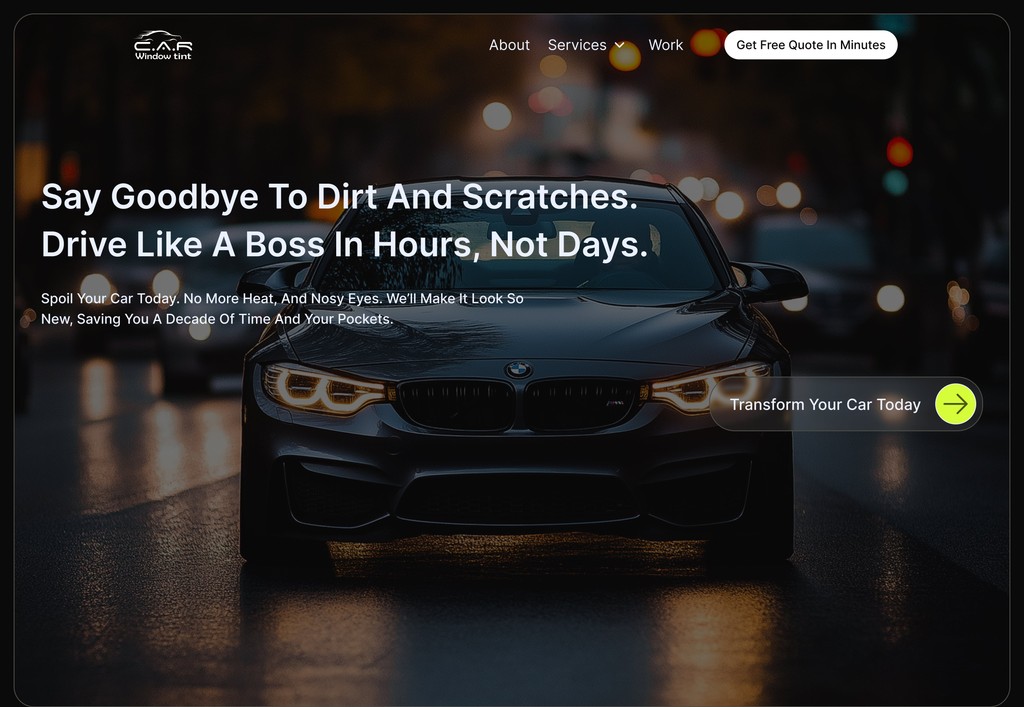 C.A.R Window Tint homepage hero